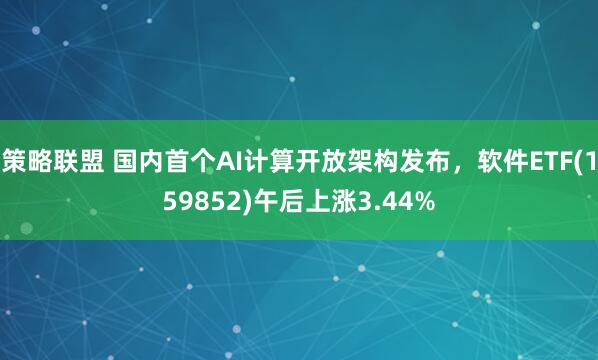 策略联盟 国内首个AI计算开放架构发布，软件ETF(159852)午后上涨3.44%